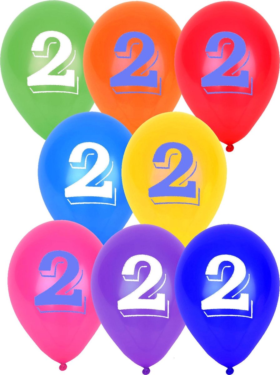 GLOBOLANDIA - 8 ballonnen cijfer 2 - Decoratie > Ballonnen